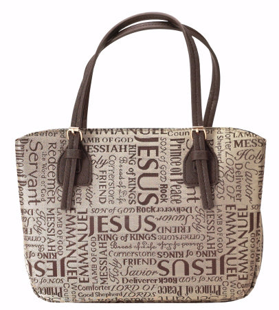 Bible Cover-Wedge Shape-Names Of Jesus Jacquard-X Large-Brown