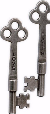 Key-Faith/Love-Vintage (Keys Of Wisdom) (Approx 2.5")