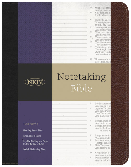 NKJV Notetaking Bible-Black/Burgundy Bonded Leather