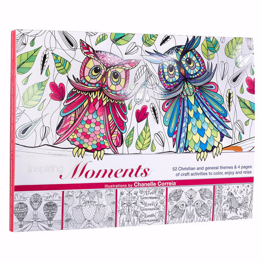 Inspiring Moments-Owls Adult Coloring Book w/Punch Out Crafts