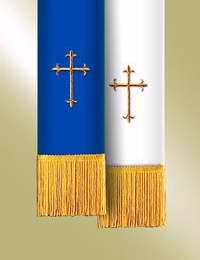Bible Marker-Pavillion-Reversible Blue/White w/Latin Cross