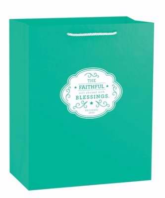 Gift Bag-Value-Faithful Blessings-Proverbs 28:20-Emerald-Medium