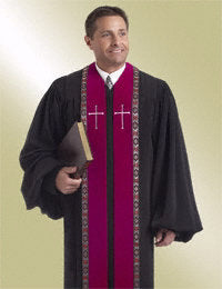 Clergy Robe-RT Wesley-H179/HM513-Black/Burgundy