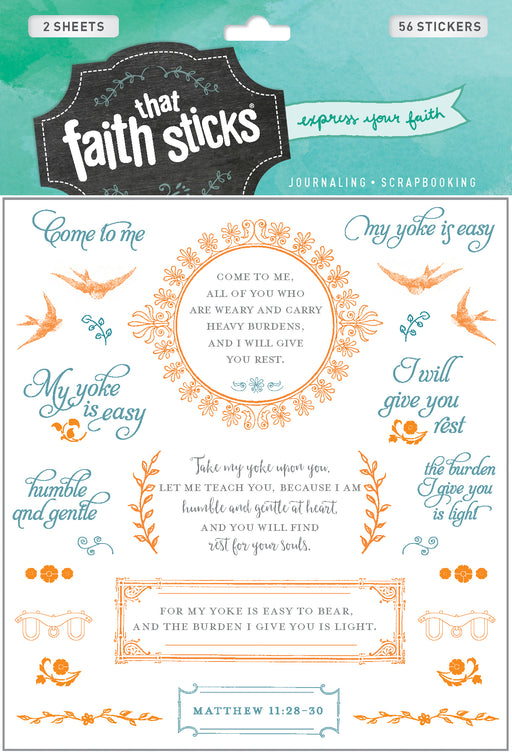 Sticker-Matthew 11:28-30 (2 Sheets) (Faith That Sticks)