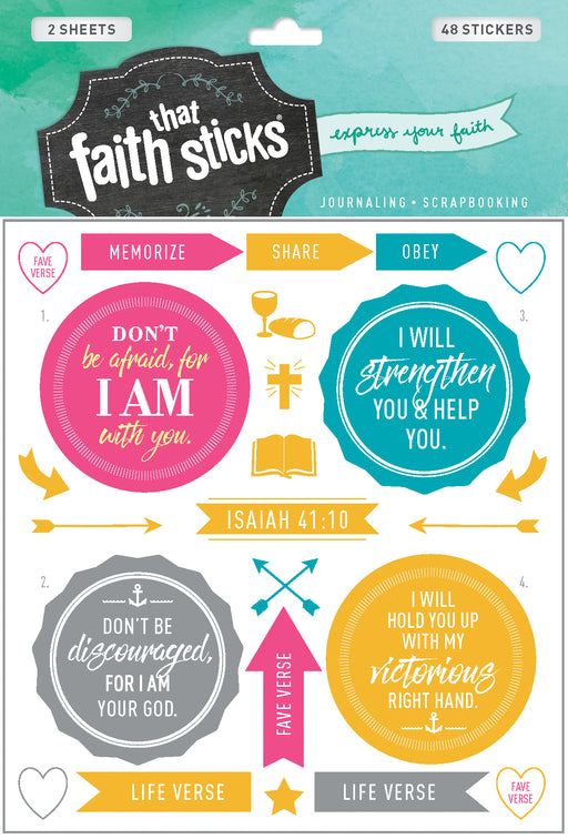 Sticker-Isaiah 41:10 (2 Sheets) (Faith That Sticks)