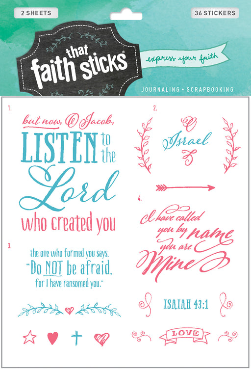 Sticker-Isaiah 43:1 (2 Sheets) (Faith That Sticks)