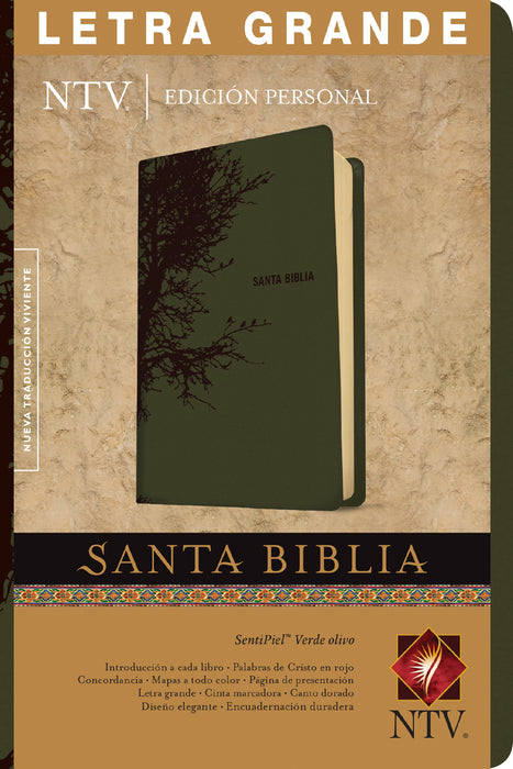 Span-NTV Personal Size Large Print Bible (Ediciu00f3n Personal Letra Grande)-Olive Green LeatherLike