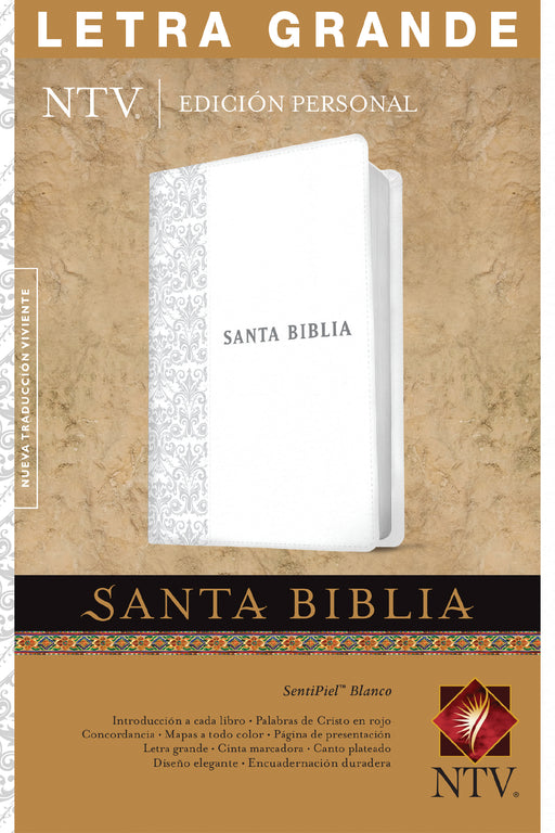 Span-NTV Personal Size Large Print Bible (Ediciu00f3n Personal Letra Grande)-White LeatherLike
