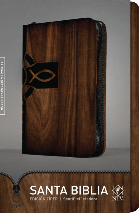 Span-NTV Bible-Wood Color LeatherLike W/Zipper