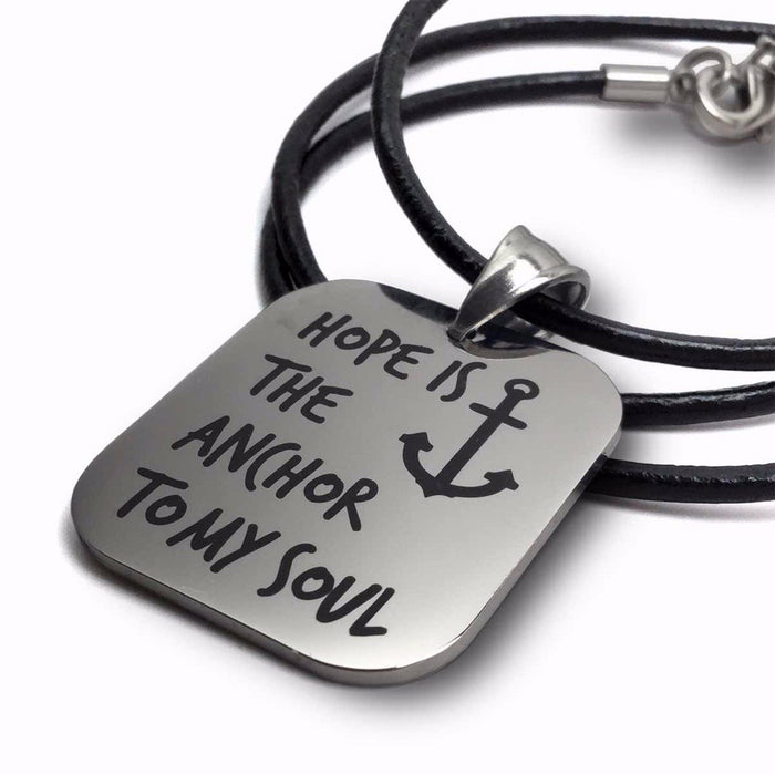 Necklace-Hope Is The Anchor-Stainless Steel On 18" Leather