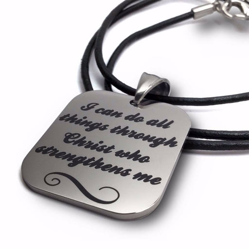 Necklace-Phil 4:13 I Can Do Stainless Steel On 18" Leather