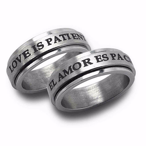 Ring-English/Spanish-Love Is Patient-Spinner-(Ss)-Sz 6