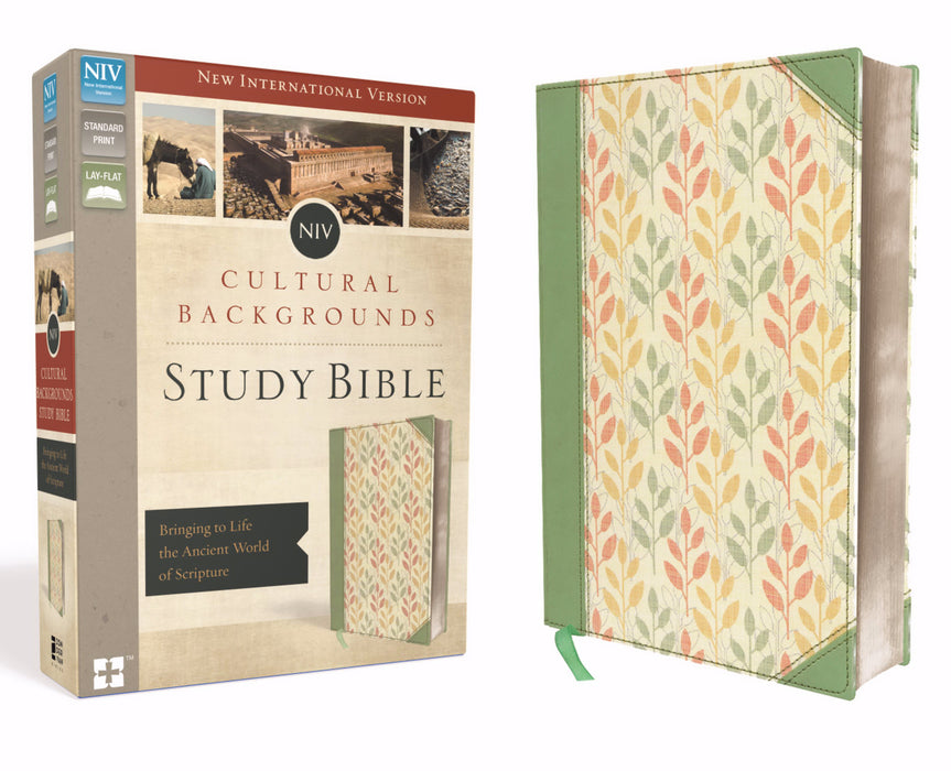 NIV Cultural Backgrounds Study Bible-Sage/Leaves Duo-Tone