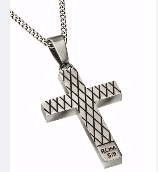 Necklace-Diamond Back-Cross/By His Blood (Mens)
