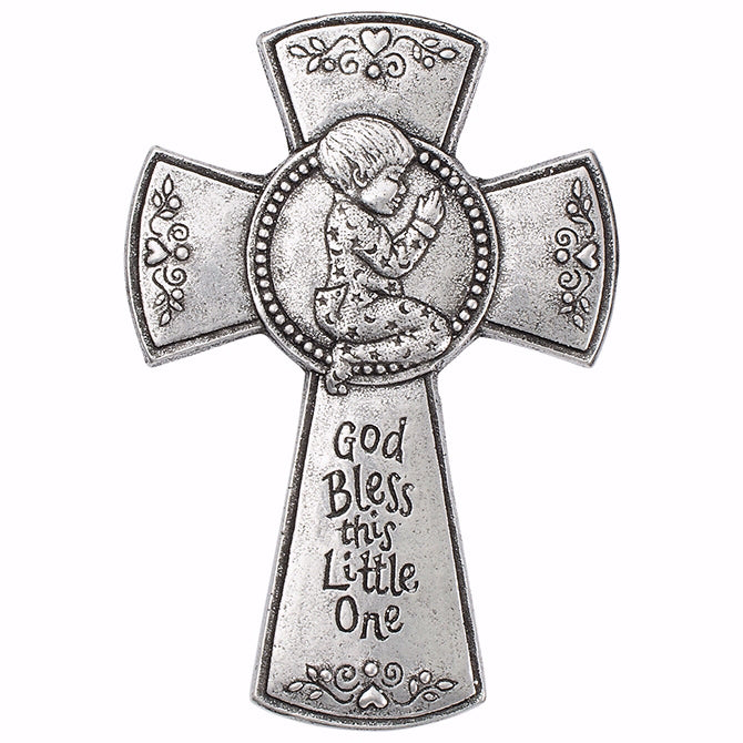 Wall Cross-Boy-God Bless This Little One-Statesmetal (6.5")