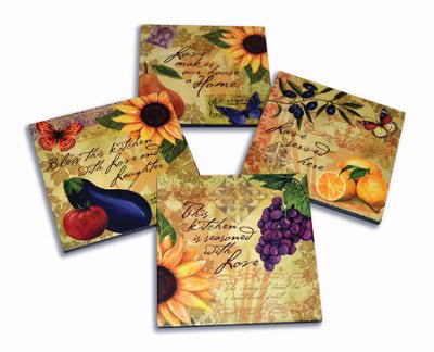 Coaster Set-Bella Vita Collection-Wooden-(1 Packages of 4 Coasters)