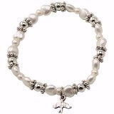 Bracelet-Crystal & Pearl w/Dove Charm (For Communion Or Confirmation)