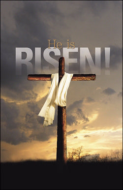 Bulletin-He Is Risen!/Bright Cross (Easter)-Legal Size (Pack Of 50) (Pkg-50)