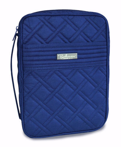 Bible Cover-Quilted-Navy-Medium