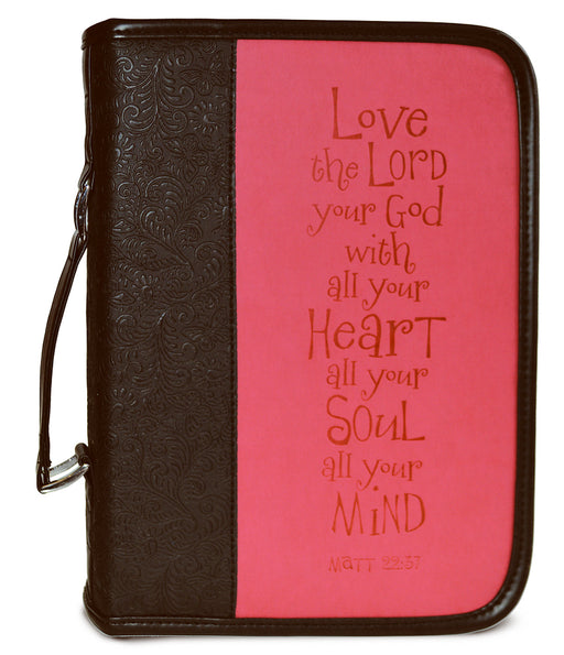 Bible Cover-Heat Stamp LOVE-Black/Pink-Medium
