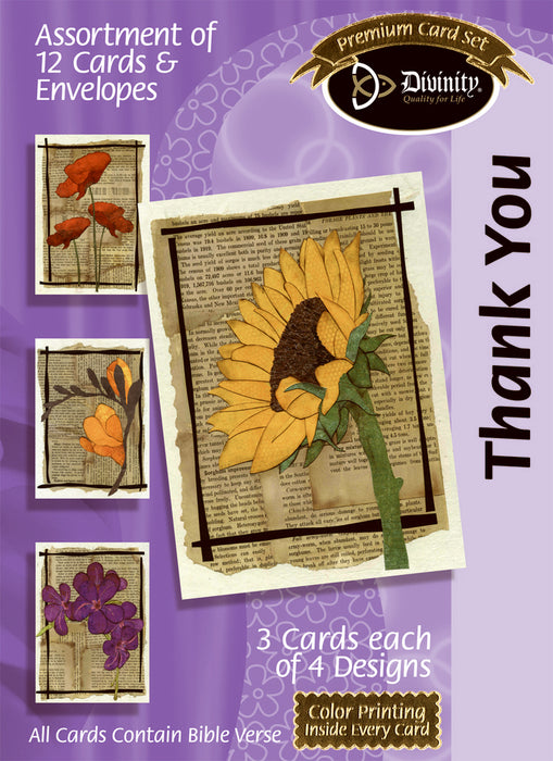 Card-Boxed-Thank You-Flowers Mosaic (Box Of 12)