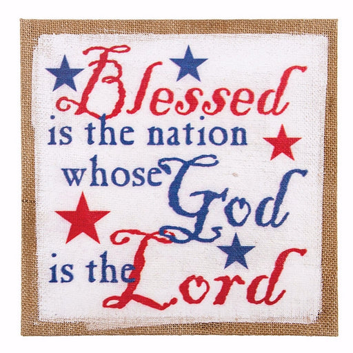 Canvas-Blessed Is The Nation Whose God Is The Lord-Burlap (12 x 12)