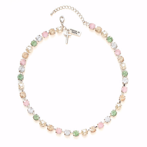 Necklace-Rhinestone Choker-There Is Hope-17" w/2" Extender (Blush Collection)