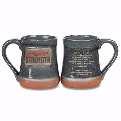 Mug-Pottery-Man Of Strength-Gray (20 Oz)