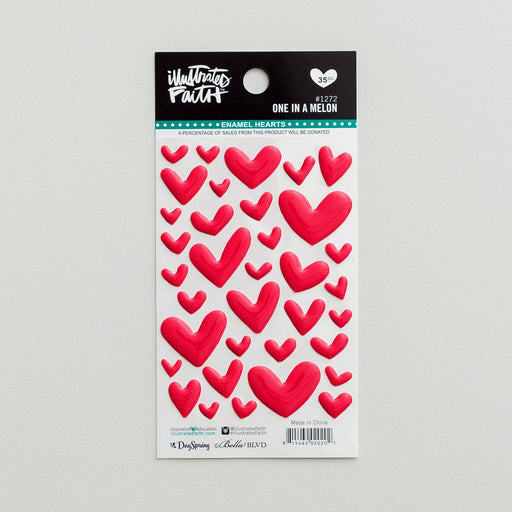 Bible Journaling-Enamel Heart Stickers-One In A Melon (35 Pieces)