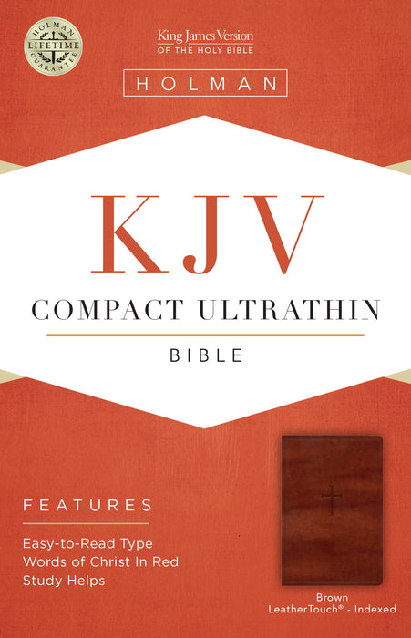 KJV Compact Ultrathin Reference Bible-Brown Cross LeatherTouch Indexed