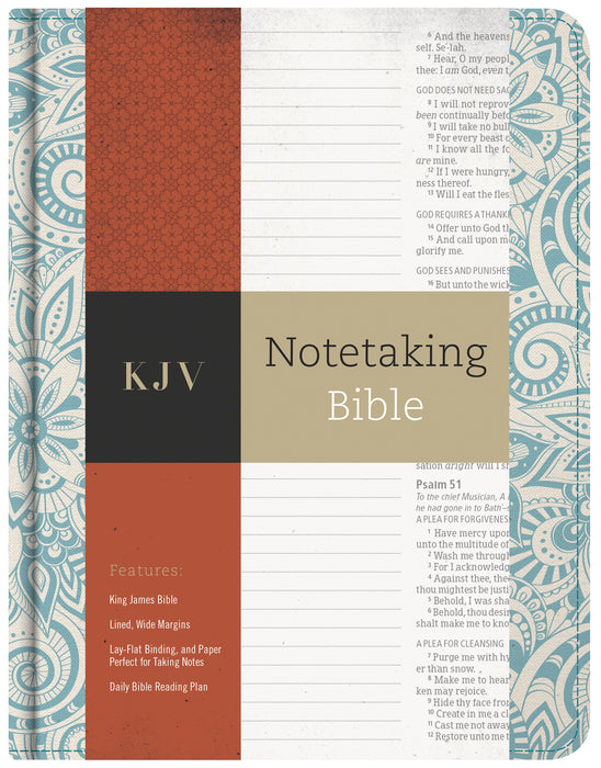 KJV Notetaking Bible-Blue Floral/Fabric
