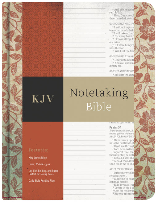 KJV Notetaking Bible-Red Floral/Fabric