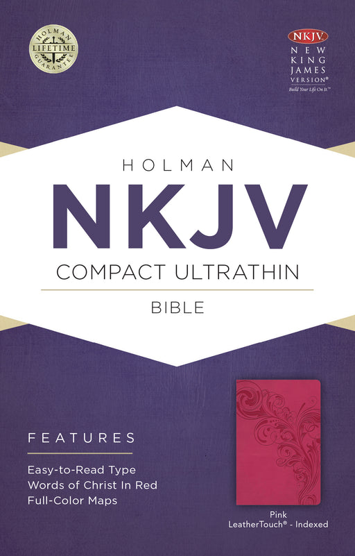 NKJV Compact UltraThin Bible-Pink LeatherTouch Indexed