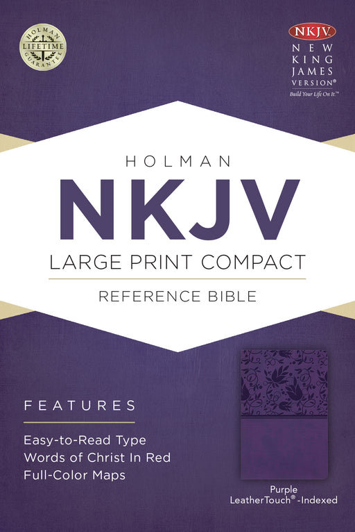NKJV Large Print Compact Reference Bible-Purple LeatherTouch Indexed
