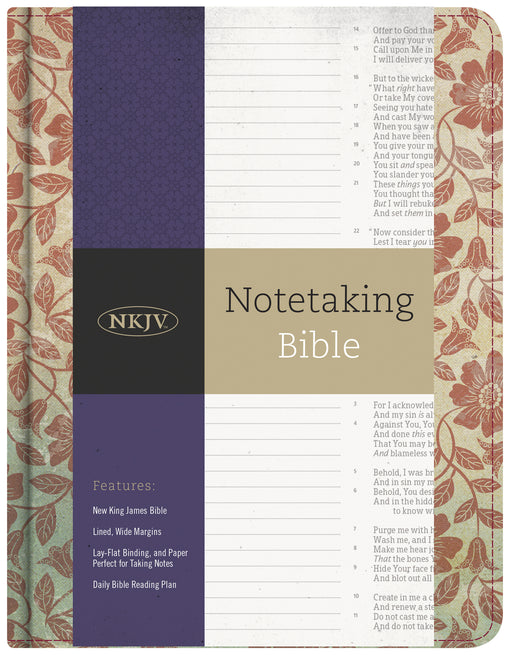NKJV Notetaking Bible-Red Floral/Fabric