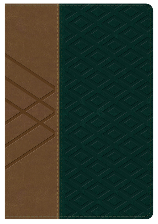 Span-RVR 1960 Hand Size Giant Print Bible-Tan/Dark Green LeatherTouch