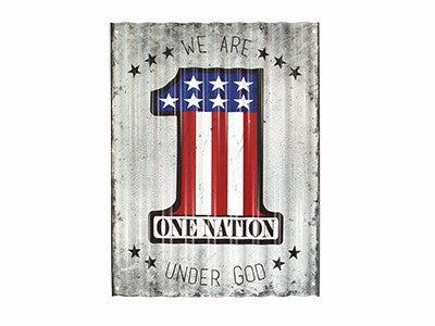 Sign-We Are 1 Nation Under God-Corrugated Metal (12 x 16.5)