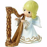 Figurine-Musical Angel Playing Harp/Lord's Prayer (5")