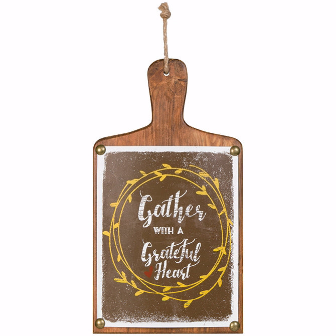 Wall Decor-Gather With A Grateful Heart Paddle Board (16" x 8.75")