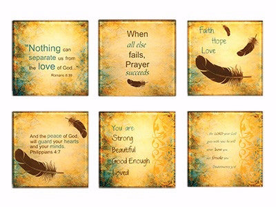 Coasters-Feathers Of Faith-Assorted (Set Of 6) (Pkg-6)