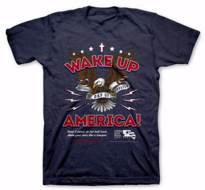 Tee Shirt-Wake Up America-Small-Blue