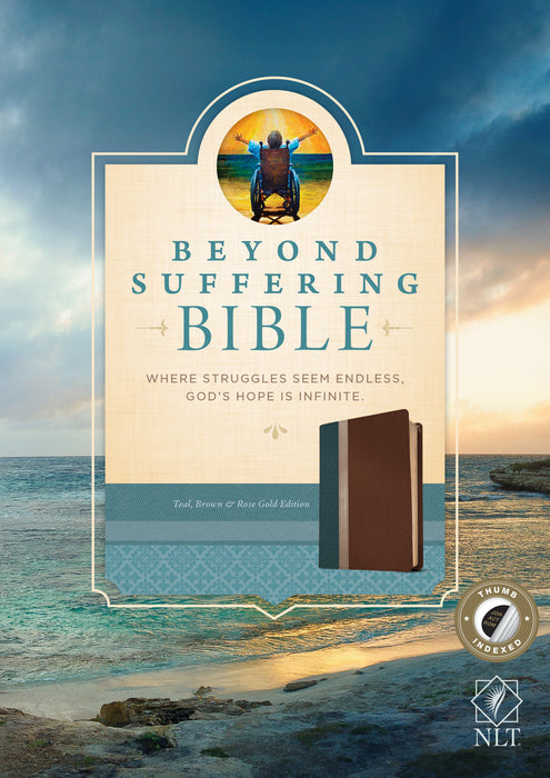 NLT2 Beyond Suffering Bible-Teal/Brown/Rose Gold TuTone Indexed