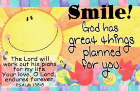 Cards-Pass It On-Smile! God Has Great Things Planned! (3"x2") (Pack of 25) (Pkg-25)
