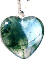 Charm-Gemstone Moss Agate Hearts With Silver Pin & Bail-15mm-(Charms Only) (Pack Of 20) (Pkg-20)