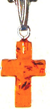 Charm-Amber Crosses With Pin & Bail (Charms Only) (Pack Of 12) (Pkg-12)