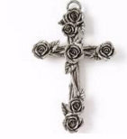 Wall Cross-Rose-Pewter (5-1/4x3-3/8)