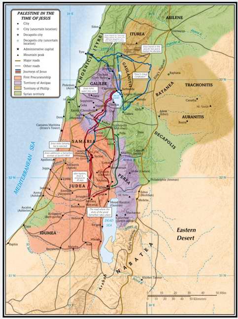 Map-Palestine In The Time Of Jesus (19-1/4" x 26")