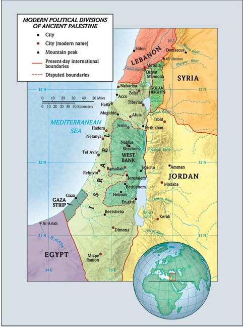 Map-Modern Political Division Of Ancient Palestine (19-1/4" x 26")
