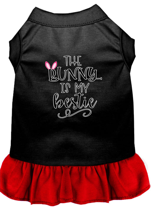 Bunny is my Bestie Screen Print Dog Dress Black with Red Med (12)