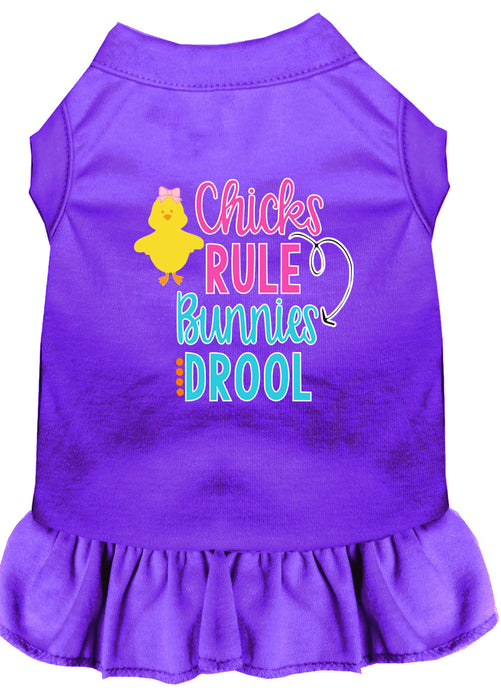Chicks Rule Screen Print Dog Dress Purple XS (8)